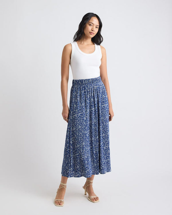 High-Rise Flare Midi Skirt